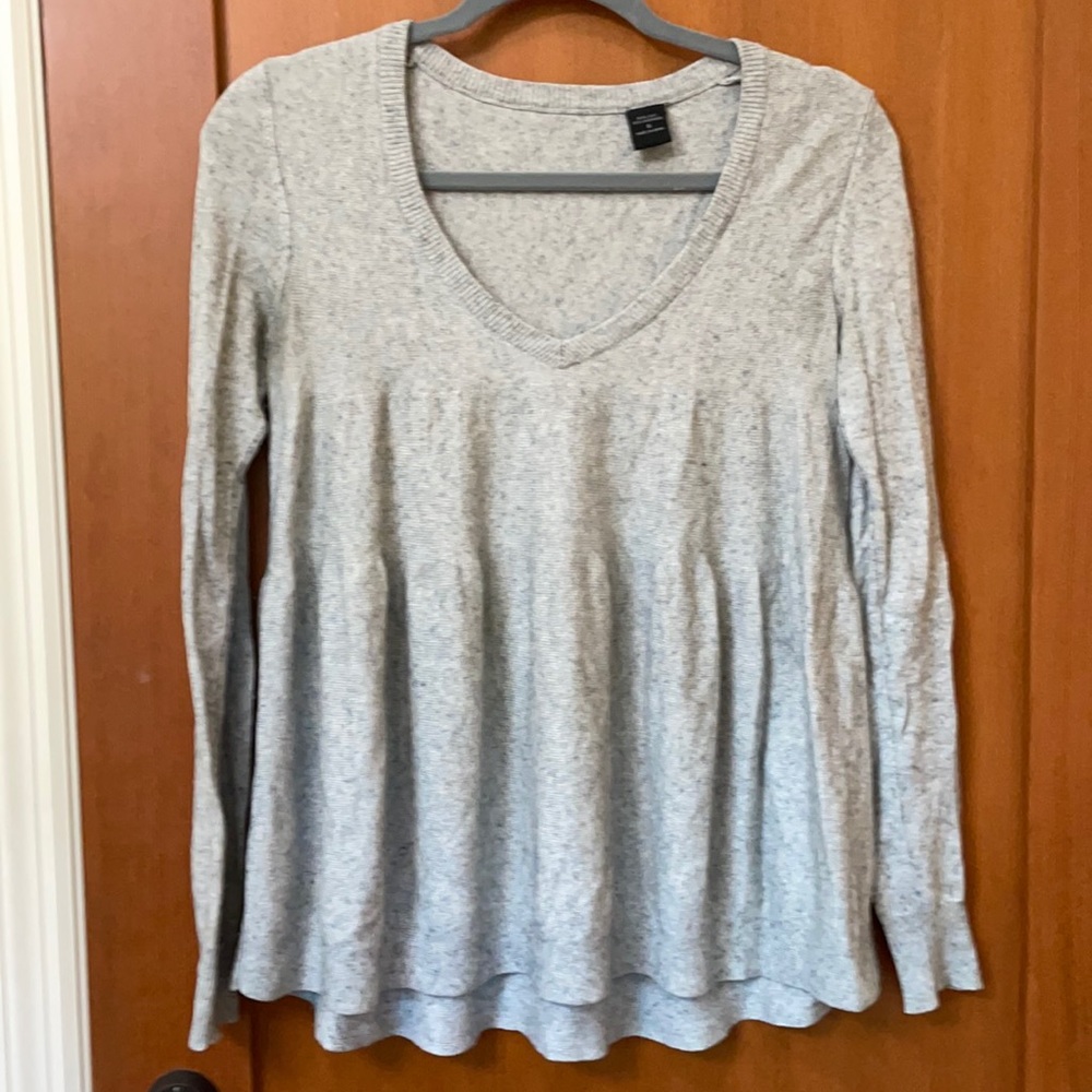 Silk and Cashmere Grey tiered babydoll sweater